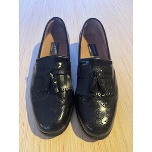 Bostonian Classics Mens Black Leather Kiltie Tassel Wingtip Loafers 10M 28